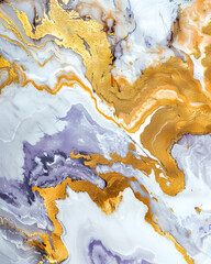 Abstract marble texture featuring purple, white, and gold swirls.