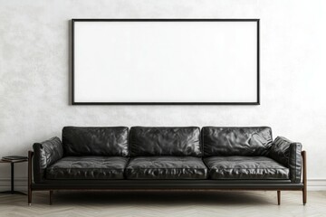 blank white wall mockup, midcentury modern living room