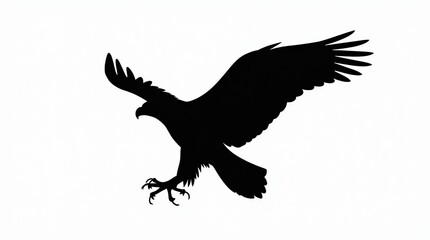 Majestic Hawk Silhouette Flying Gracefully in White Background
