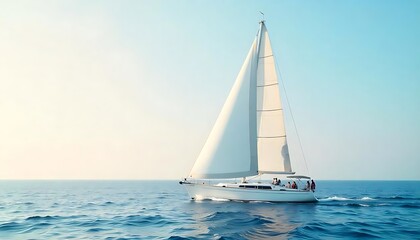 Naklejka premium Luxurious Sailboat Gliding Peacefully Across the Open Sea. Generator AI