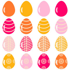 Easter eggs set on white background decor holiday art isolated	