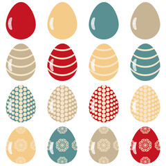Easter eggs set on white background decor holiday art isolated	