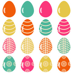Easter eggs set on white background decor holiday art isolated	