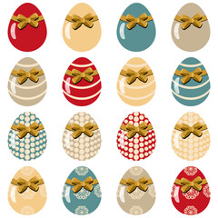 Easter eggs set on white background decor holiday art isolated	