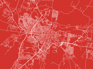 Christmas Map of San Miguel de Allende, Mexico in Snowy White on Festive Red Background.