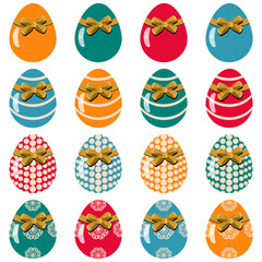 Easter eggs set on white background decor holiday art isolated	