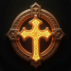 Celtic Cross Icon with Ornate Frame