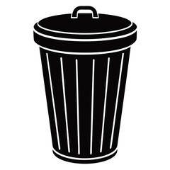 Trash can isolated silhouette vector illustration on white background.