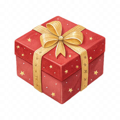 abstract 3D Red And Golden Christmas Gift and Christmas Hat isolated on white background
