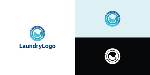 Laundry logo design. Washing machine icon for laundry service business logo template.