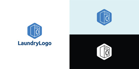Laundry logo design. Washing machine icon for laundry service business logo template.