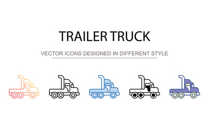 Trailer Truck icon design with white background stock illustration