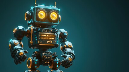 Fototapeta premium Futuristic Robot Design Glowing Lights Dark Background