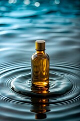 Elegant Close Up Massage Oil Bottle Water Ripples Copy Space Premium Wellness Spa Retreat