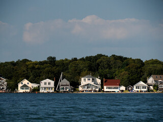 greenport long island new york panorama from boat while sailing