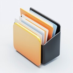 A modern, stylish desktop organizer featuring colorful file folders in orange, blue, and white.