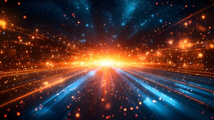 Obraz premium Glossy Abstract Background with Dynamic Light Bursts in Futuristic Color Palette for Sci-Fi Ads