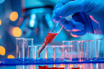 Generative AI Image of Futuristic Laboratory with DNA Helix in Test Tubes