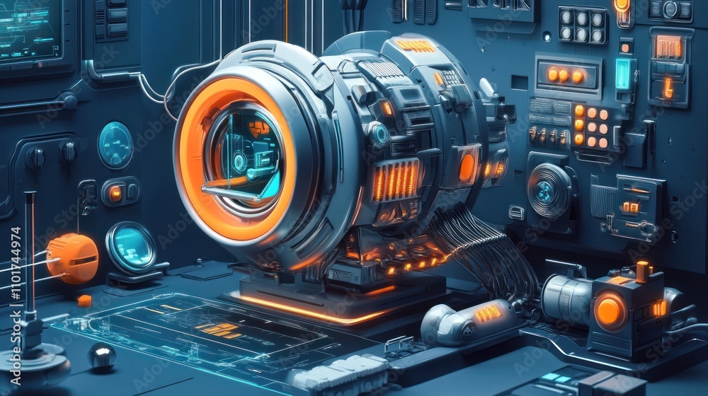 Poster Futuristic Tech Device In A Sci Fi Laboratory Setting
