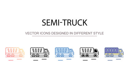 Semi-Truck icon design with white background stock illustration