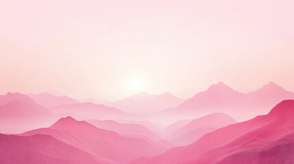Fototapeta premium Pink Mountainscape Sunrise Soft Hues Serenity