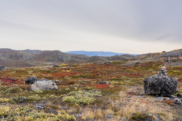 Hills and mountains on the Arctic Circle Trail which links Kangerlussuaq and Sisimiut, Greenland
