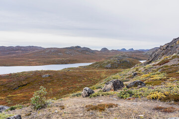 Hills and mountains on the Arctic Circle Trail which links Kangerlussuaq and Sisimiut, Greenland