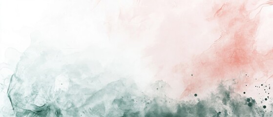 Abstract Watercolor Painting in Green and Pink Hues