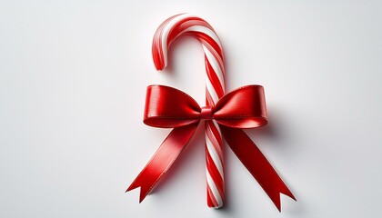 白背景に映える赤と白のキャンディケインのシンプルクリスマスデザイン
