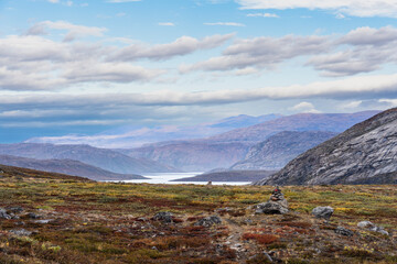 Hills and mountains on the Arctic Circle Trail which links Kangerlussuaq and Sisimiut, Greenland