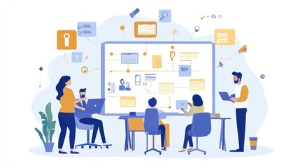 Team Collaboration and Brainstorming Session with Digital Tools