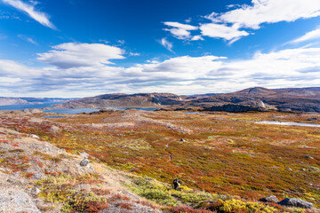 Hills and mountains on the Arctic Circle Trail which links Kangerlussuaq and Sisimiut, Greenland