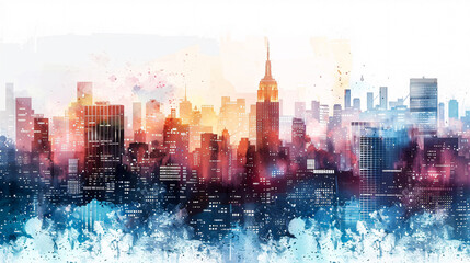 Abstract city skyline building background representing a metropolitan area.
