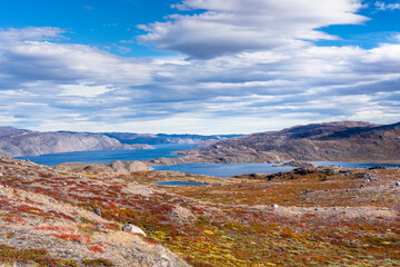Hills and mountains on the Arctic Circle Trail which links Kangerlussuaq and Sisimiut, Greenland