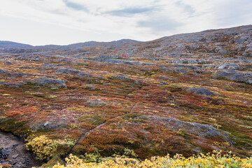 Hills and mountains on the Arctic Circle Trail which links Kangerlussuaq and Sisimiut, Greenland