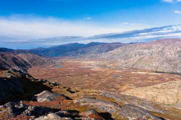 Hills and mountains on the Arctic Circle Trail which links Kangerlussuaq and Sisimiut, Greenland