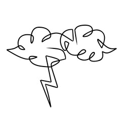 vector illustration of one line drawing of clouds