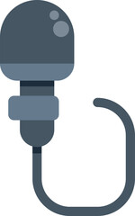 Clip on microphone with wire hanging down icon in flat style isolated on white background