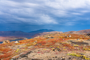 Hills and mountains on the Arctic Circle Trail which links Kangerlussuaq and Sisimiut, Greenland
