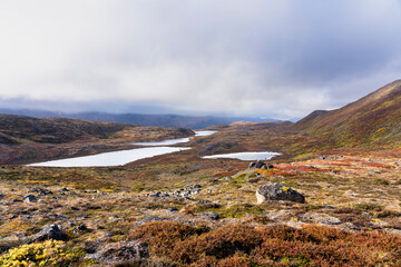 Hills and mountains on the Arctic Circle Trail which links Kangerlussuaq and Sisimiut, Greenland