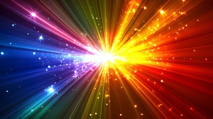 Glossy Abstract Light Beams Through Prism Spectrum Symbolizing Enlightenment Epiphany Photo Stock