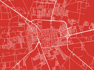 Christmas Map of Silao, Mexico in Snowy White on Festive Red Background.