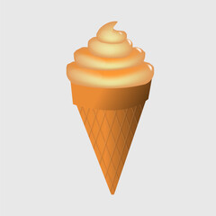 ice cream in a waffle cone