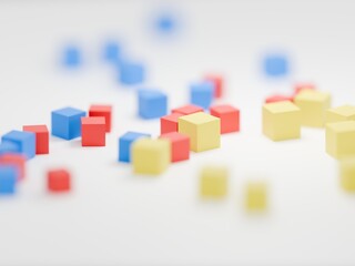 Obraz premium 3D Isometric Colorful Cubes Blur Effect on a White Background Illustration Render