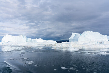 Aerial of the Ilulissat Icefjord, UNESCO World Heritage Site, Western Greenland, Denmark, Polar Regions