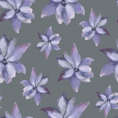 Seamless vector pattern of elegant purple violets