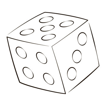 recommend clip art: Dice sign. Dice icon Line drawing. Casino symbol isolated on white background. Gambling game business concept. Vector Illustration.