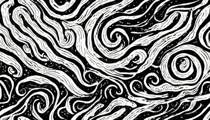 Seamless Pattern with Wavy and Swirled Brush Strokes â€“ Bold Curved Lines, Squiggles, and Ornate Elements in a Dynamic Abstract Design for Modern Textiles, Wallpapers, or Creative Backgrounds