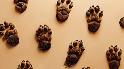 A collection of cute animal footprints on a solid background