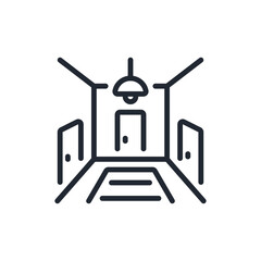 Hotel rooms corridor editable stroke outline icon isolated on white background flat vector illustration. Pixel perfect. 64 x 64.